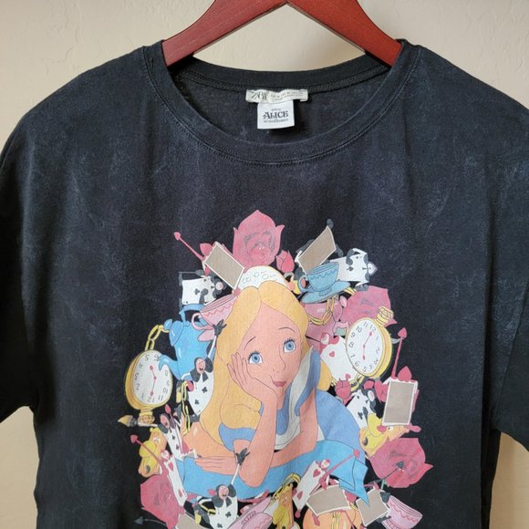Zara x Disney Alice in Wonderland Mineral Wash Graphic Tee Shirt - Picture 5 of 13